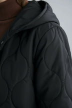 Women’s Black Long Quilted Puffer Coat Refined Warmth in Classic Form