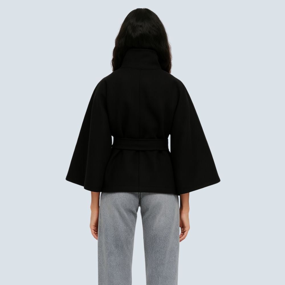 Jannah Women's Black Wool Blend Jacket | Luxury Tailored Wool Jacket for Women | Elegant Smart Casual Outerwear